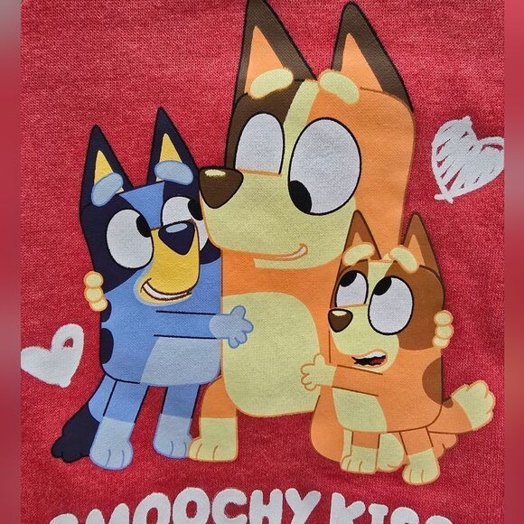 Toddler Bluey & Friend "Smoochy Kiss" Valentine's Easter Pullover Sweater - Picture 7 of 9